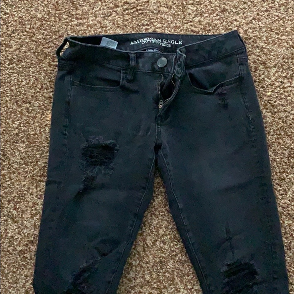 American Eagle Black Ripped Jeans